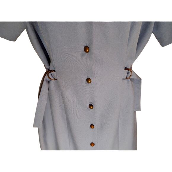 Vintage - Habits - Periwinkle Shirt Dress - Adjustable Waist - Size 18P - Picture 6 of 7